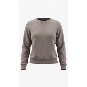 Everyday Essentials Womens Crewneck Sweatshirt Taupe Brown Fleece Pullover M